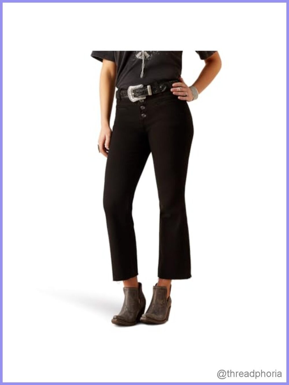 High-Rise Kick Flare Jeans Black Cotton Stretch